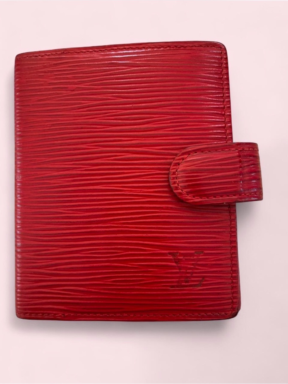 Louis Vuitton Red Textured Epi Leather Card Holder with Tab Closure